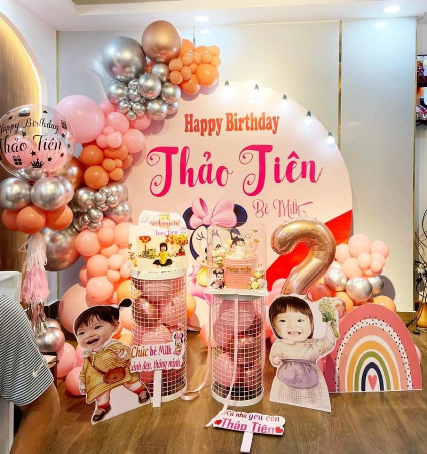 Phông sinh nhật bé gái màu hồng  Sinh nhật Nha Trang
